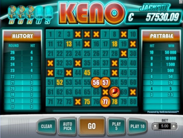 Keno online con Jackpot